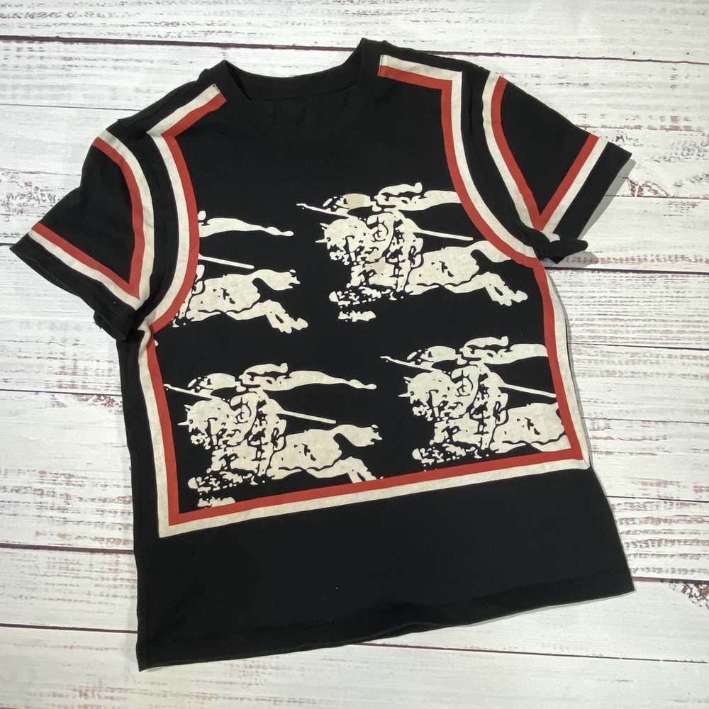 Alina Assi T-Shirt Womens S Black Equestrian Graphic Print Short Sleeve Slim Fit